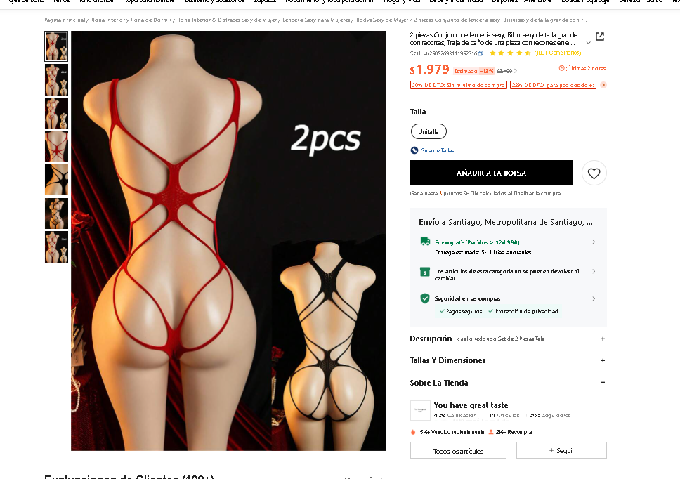 Conjunto de Lencería Sexy con Recortes de 2 Piezas